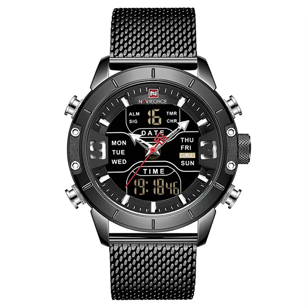 S-black Люксовый бренд NAVIFORCE Модные кварцевые мужские часы военные наручные часы спортивные мужские часы светодиодный цифровые водонепроницаемые часы Reloj HOmbre - Цвет: S-black