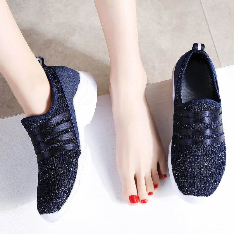 Женские дышащие сетчатые слипоны STQ бежевые повседневные кроссовки прогулочная