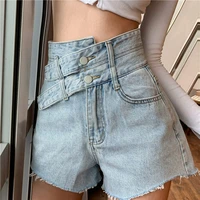 women irregularity high waist denim shorts 2021 plus size solid shorts jeans casual sexy fashion streetwear hot bottoms