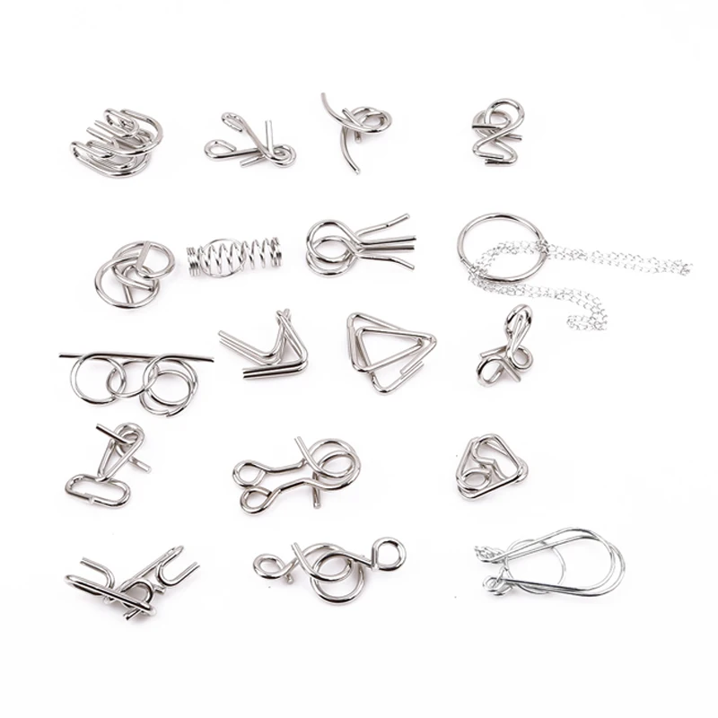 

18PCS/Set Metal Puzzle IQ Mind Brain Teaser Magic Wire Puzzles Game Toys Solutio For Children Adults