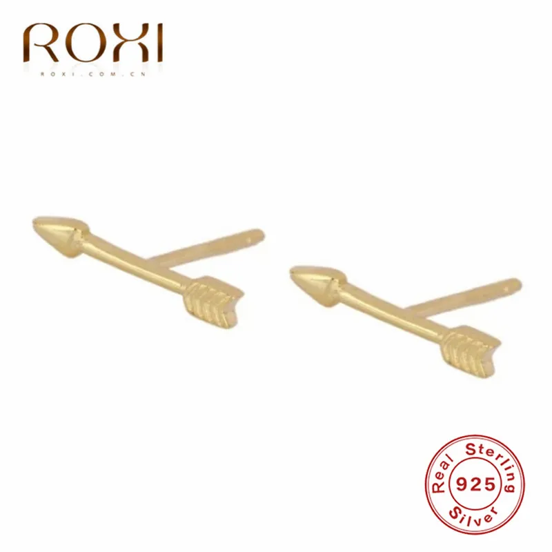 ROXI 925 пробы серебряные серьги-гвоздики для женщин крошечные точки стрелка кактус маленькие серьги в форме листа, в стиле бохо серьги корейские серьги в стиле пирсинга