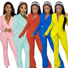 Комплект из двух предметов, женский костюм из двух предметов, костюм с длинным рукавом и брюки, привлекательная офисная осенняя одежда для женщин, женский комплект 2020