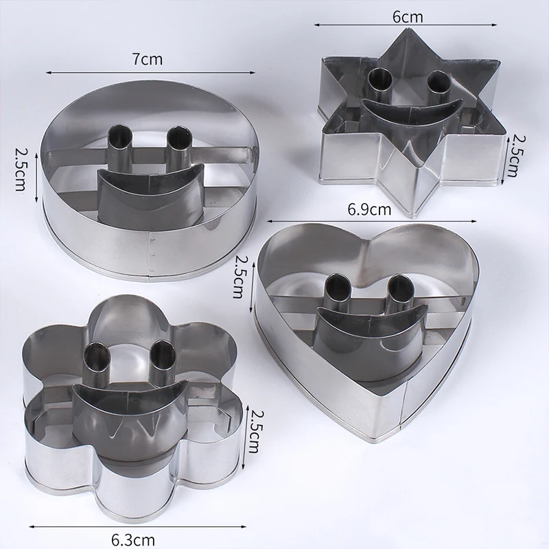 

4-piece set of aluminum heart-shaped cute biscuit die-cutting cake mold pastry decoration making baking kitchen tools