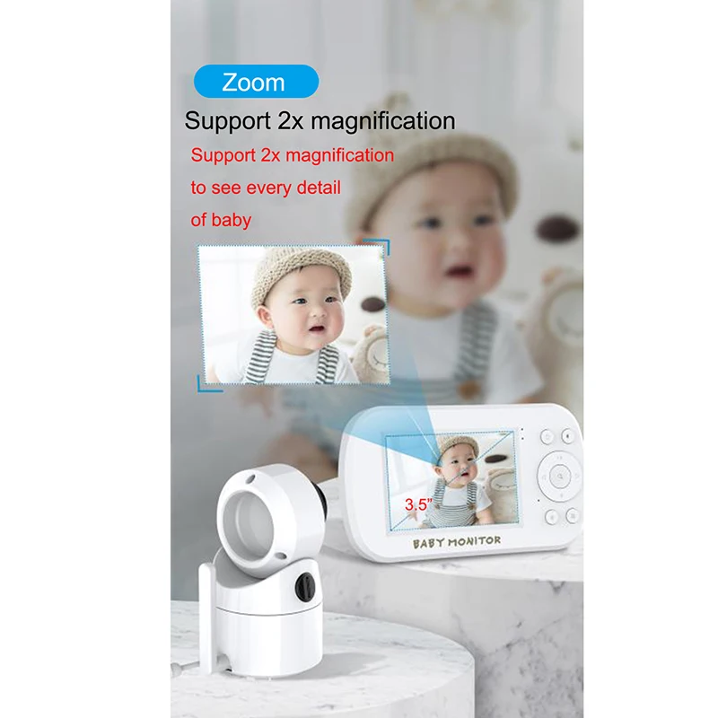 

MOOL Baby Monitor with Camera and o Lcd Sn Infrared Night Vision Temperature Display Video Baby Monitor US Plug