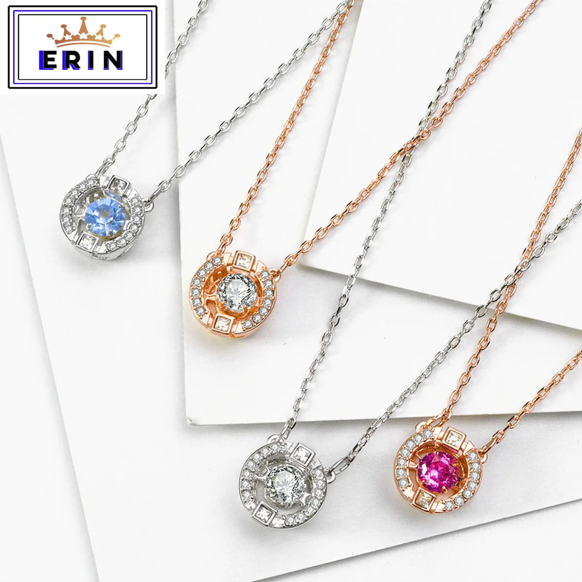 

ERIN High quality SWA jumping geometric Round Crystal Pendant Necklace