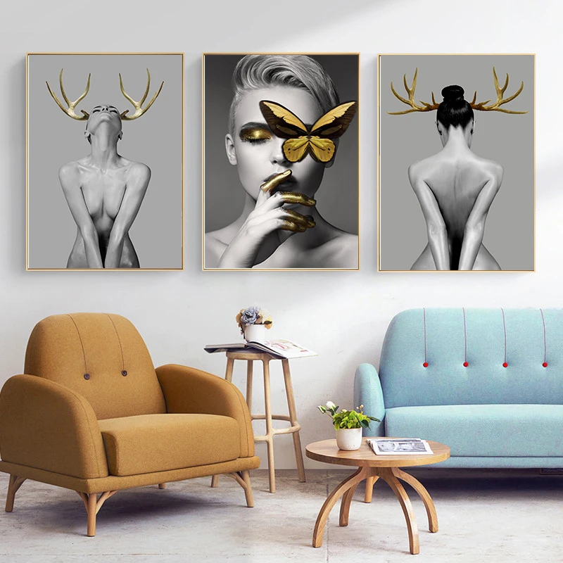Красивая модель холст печать модные Плакаты для девочек настенная живопись