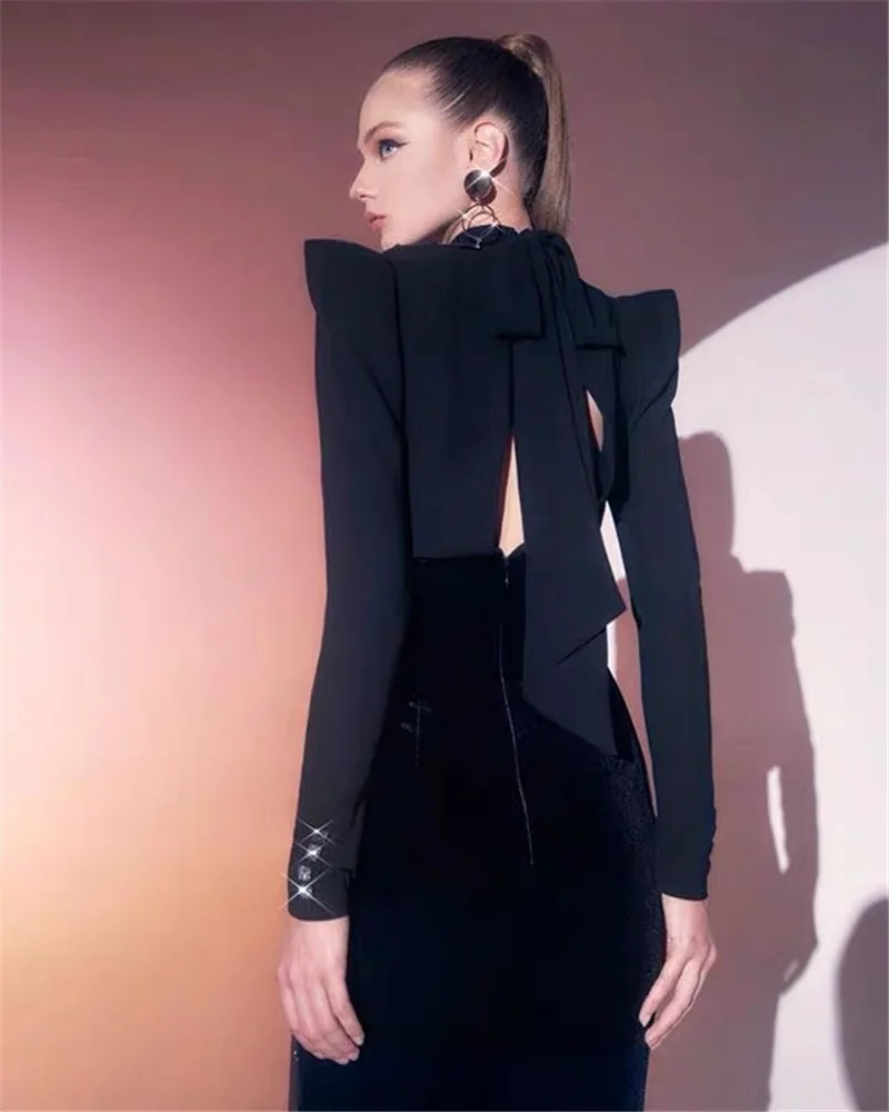

Elegant Velvet Women Long Dress Backless Long Sleeve Draped Bow Bodycon Halter Dress Buttons Decoration Club Party Dress Vestido