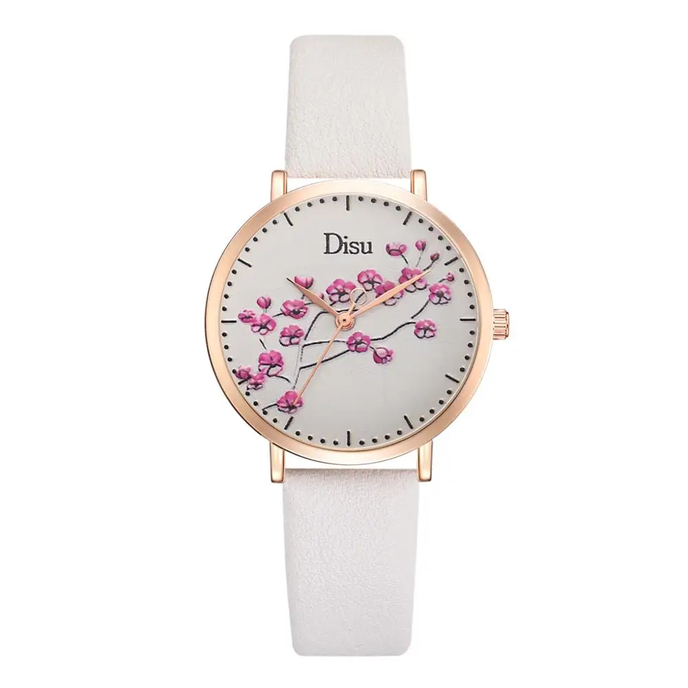 Часы женские кварцевые с кожаным ремешком модные романтичные повседневные