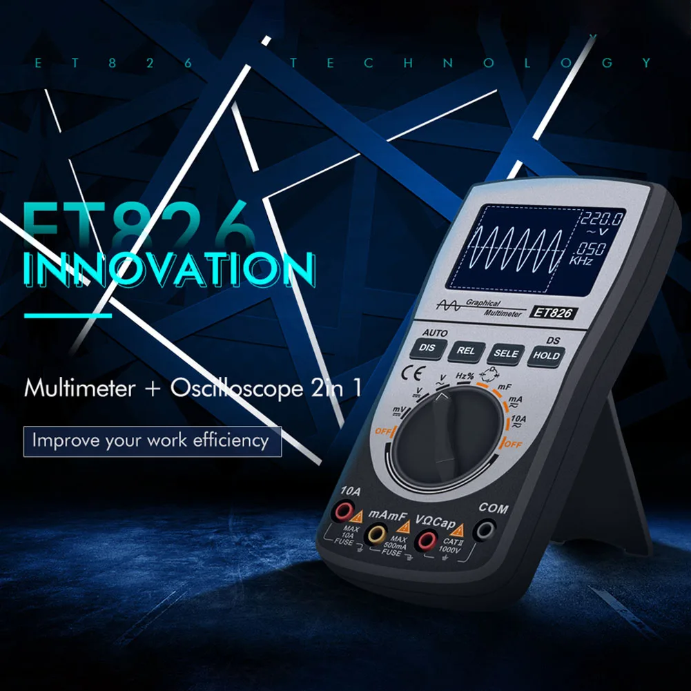 

2 In 1 Oscilloscope Multimeter Portable Analog Bandwidth 20KHz 200Ksps Current Intelligent Digital Diode Tester With Bar Graph