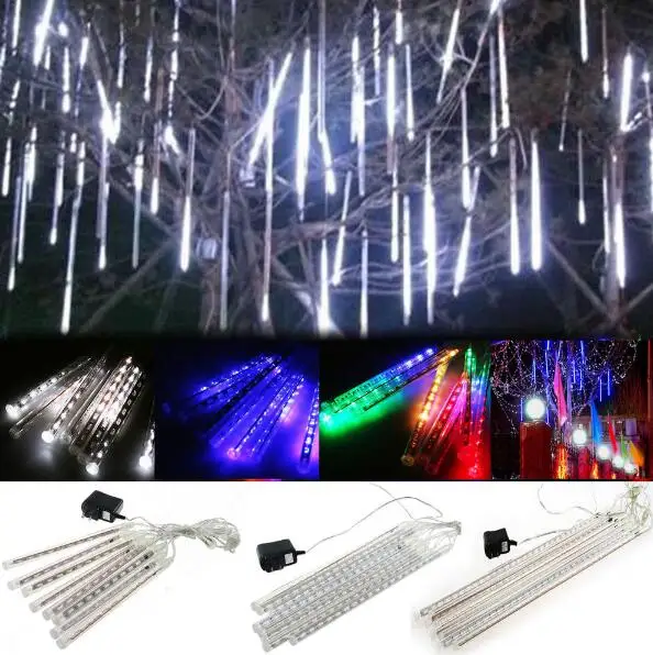 20cm 80leds 8tubes 50 см светодиодный Метеоритный Дождь 8 трубка Рождественская Снежная елка наружный светодиодный гирлянда водонепроницаемый Рождественский Декор дерево с вилкой хвост - Испускаемый цвет: 20cm 80leds 8tubes