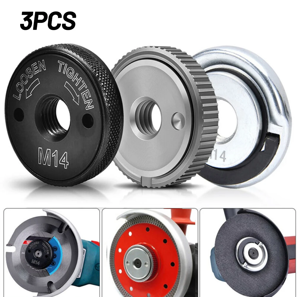 

3pcs Flange Nut Set Tools Professional Quick Release Nut M14 Screw For Bosch Metabo Angle Grinder Power Tools Brand New