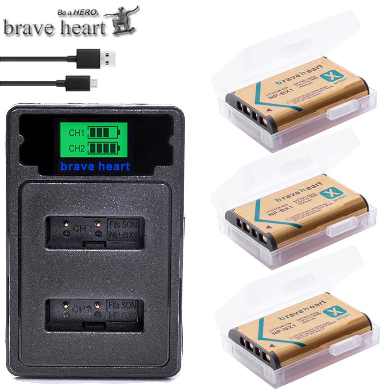 4x NPBX1 акумуляторная батарея 1600 мА/ч, NP-BX1 np bx1 NP BX1 батарея+ ЖК-дисплей зарядное устройство для sony HDR-AS100v AS30 AS15 DSC-RX100 HX400 WX350