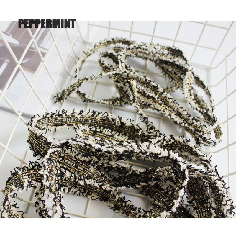 2 ярда твидовая отделка 5 см Золотое жаккардовое кружево аксессуары для воротника