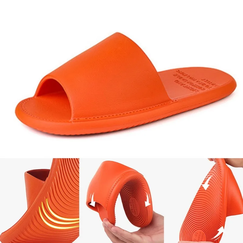 

2021 Indoor comfortable soft slippers Men women Non-slip bathroom home shoes Flat EVA Thick sole Slides Women's sandals