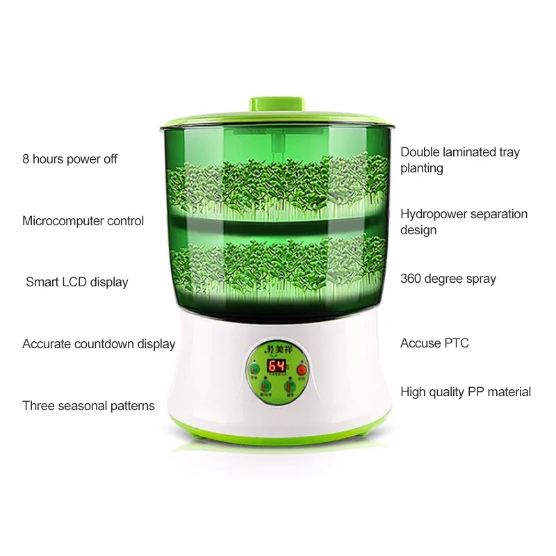 

2020 Home Use Intelligence Bean Sprouts Machine Large Capacity Thermostat Automatic Bud Electric Sprouts Germinator Machine