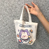 new small cartoon printed canvas bag shopping bag cute size student book pocket environmental protection girlish tote bag