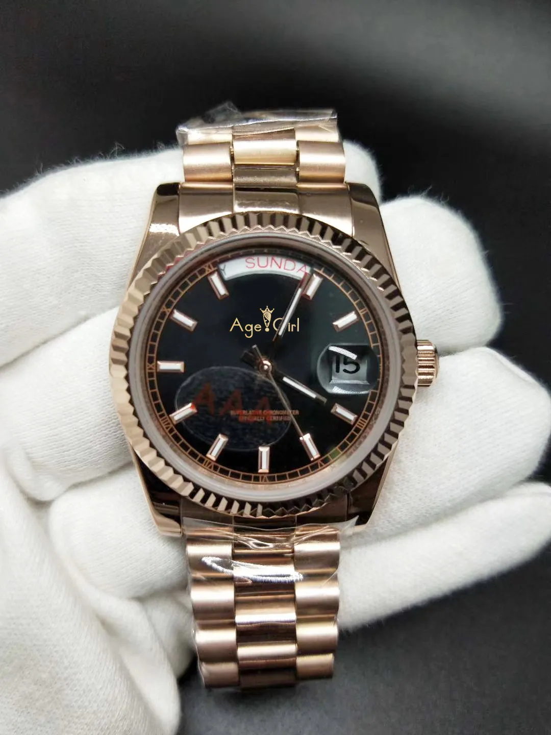 

Classic New Men Daydate Rose Gold Coffee Black Blue Grey Automatic Mechanical Stainless Steel Sapphire Watch 36mm AAA+