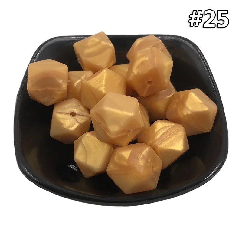 5PCS Beads 25 5 шт./компл. силиконовые шестигранные шарики 17 мм Силиконовые Шарики фитинг BPA бесплатно пищевого качества детские жевательные прорезыватели Прорезыватель Соска клип игрушка - Цвет: 5PCS Beads 25