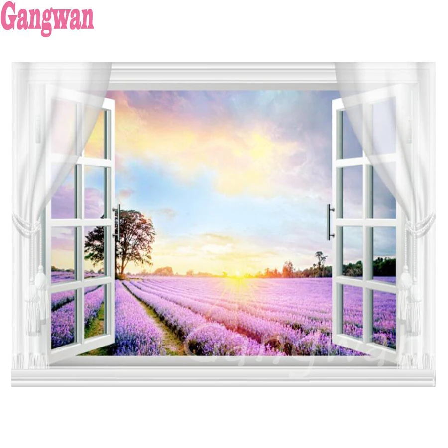 5d алмазная живопись сделай сам лавандовое поле полная выкладка вышивка стразы