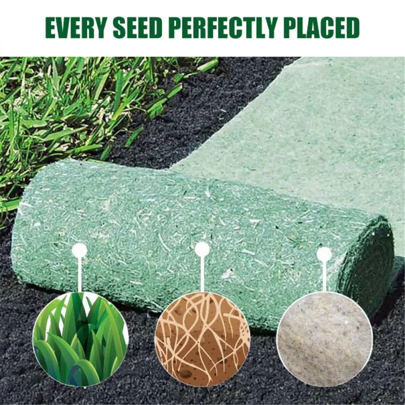 Горячий биоразлагаемый коврик для семян травы 20 см x 300 бумага посадки газона