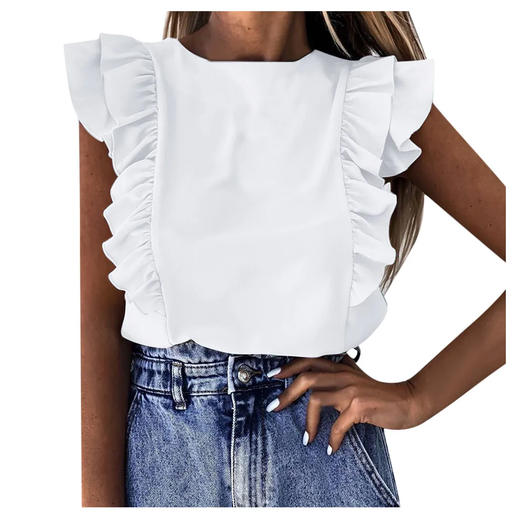 Женские блузки из кружевного Платья с коротким рукавом и О образным вырезом