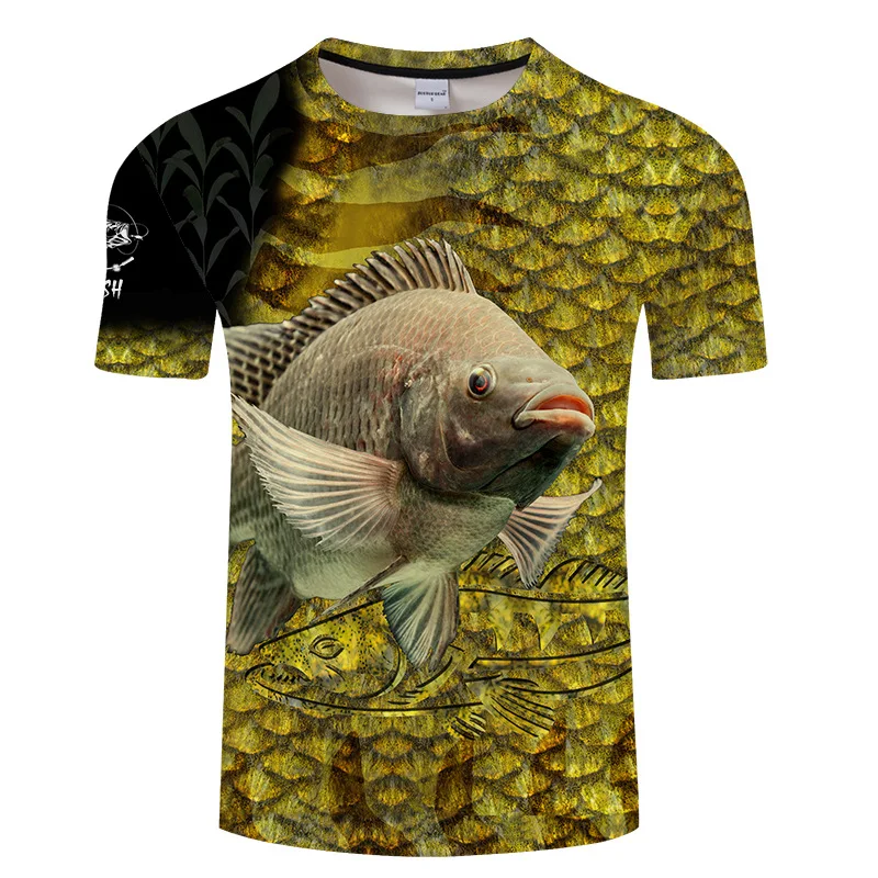 

Новинка, крутой и дышащий летний топ, повседневные футболки с коротким рукавом для мальчиков и девочек, футболка с 3D рисунком рыбы на заказ, ...