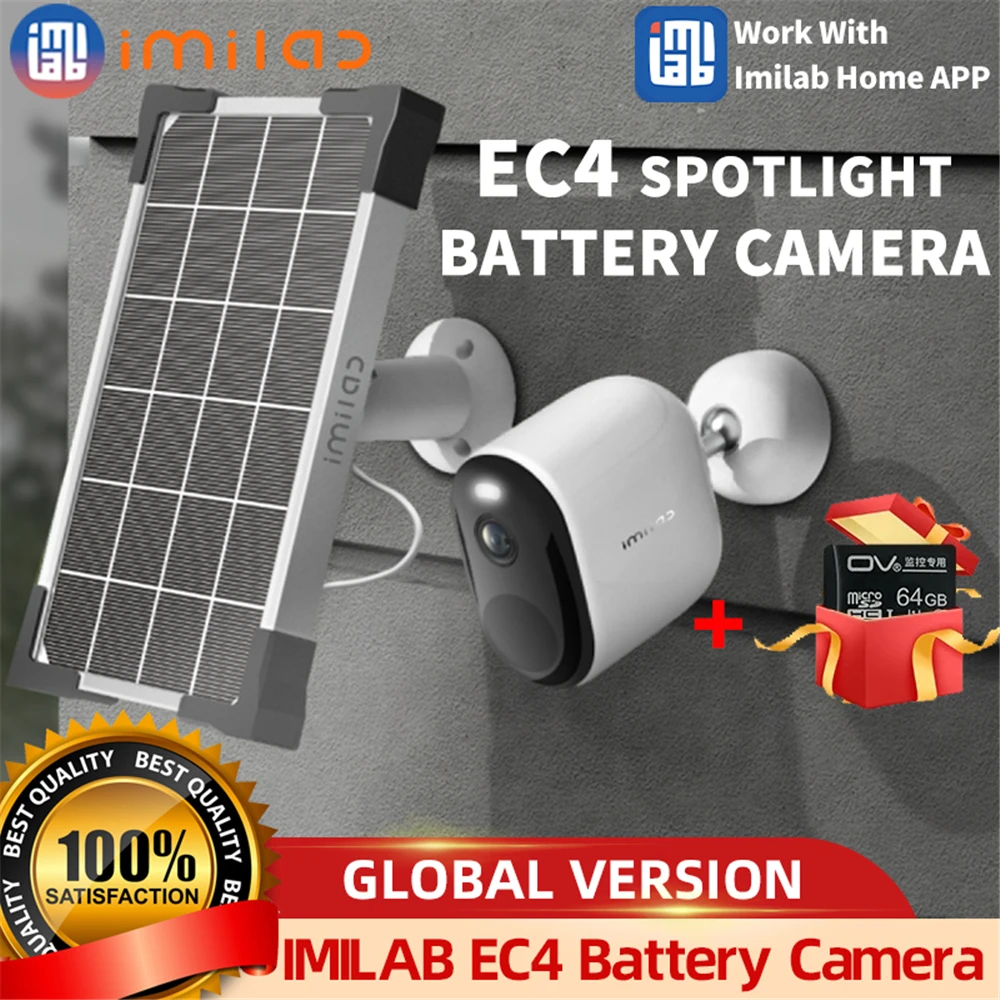 IMILAB EC4 Solar Camera Outdoor Spotlight Battery Video Surveillance System Kit 4MP HD IP Wireless WiFi Smart Home Security CCTV