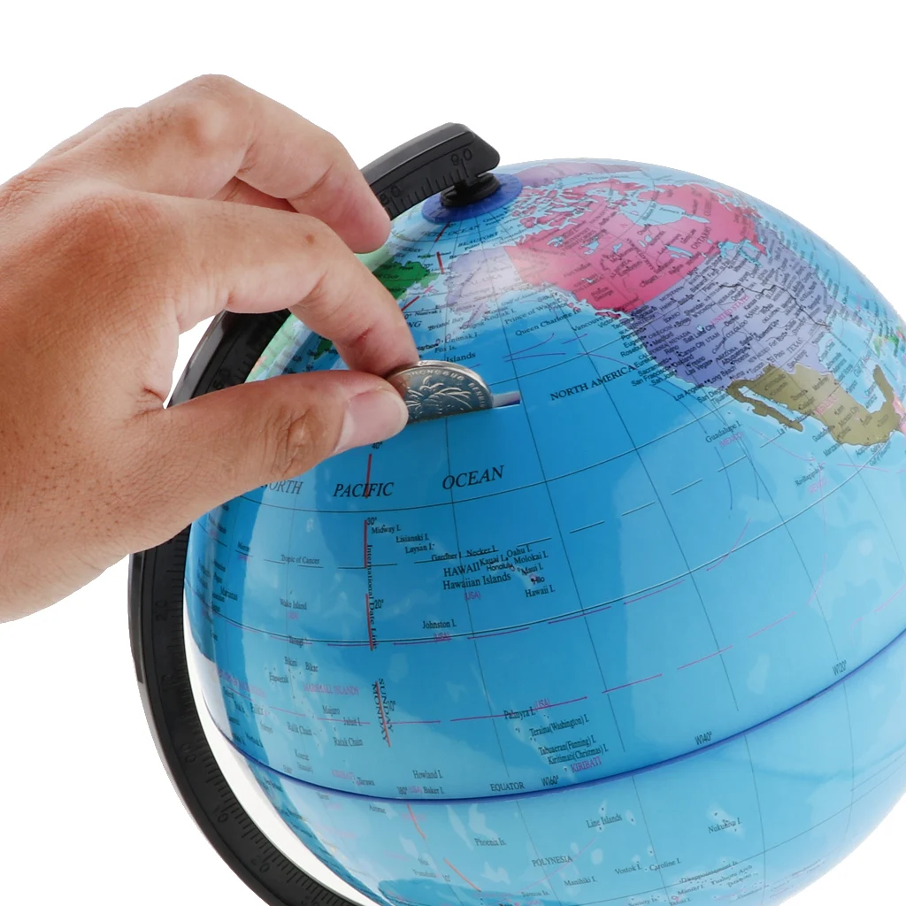 Копилка с изображением земного шара настольный декор под старину поворотом на