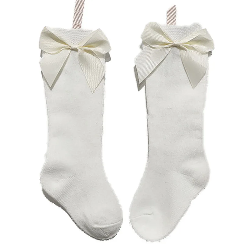 Носки детские до колена мягкие хлопковые в испанском стиле с большим бантом для