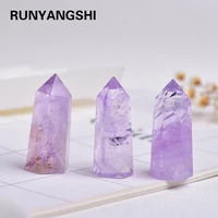 35 45mm natural crystal point brazilian amethyst healing obelisk purple quartz wand ornament for home decor energy stone