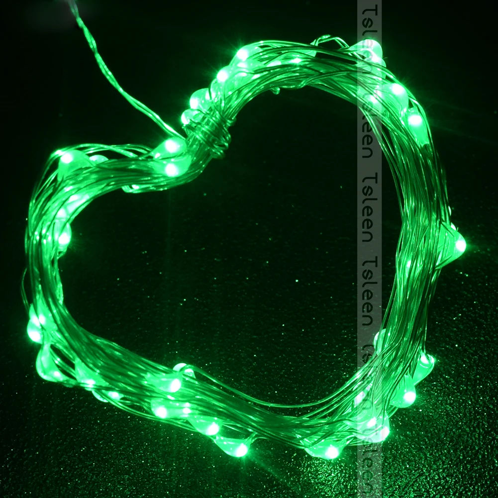 Green 5 м 10 м серебристый провод USB светодиодный струнный светильник водонепроницаемый праздничное освещение ночного света для сказочных рождественских свадебных вечеринок украшения - Испускаемый цвет: Green