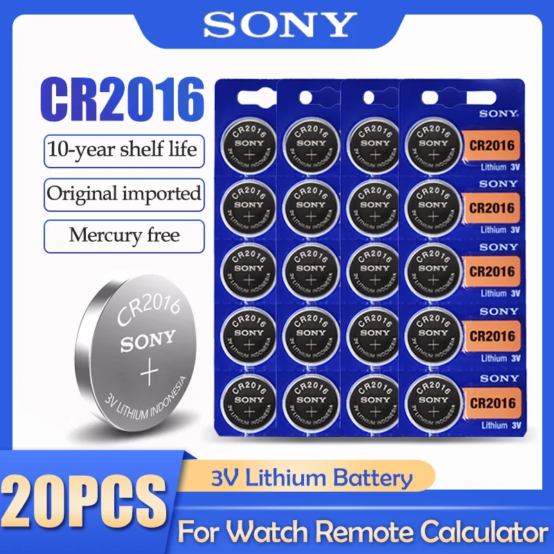 20 шт./лот Sony CR2016 CR 2016 DL2016 LM2016 BR2016 ECR2016 3V литиевая батарея для часов калькулятор