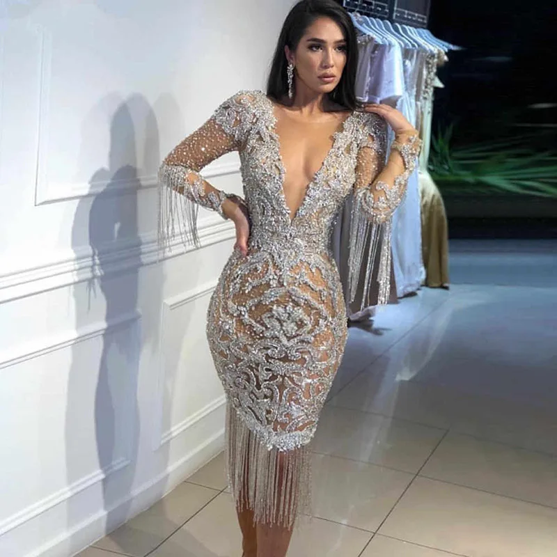 

BAZIIINGAAA Luxury Cocktail Dresses Long Woman Gown Beaded Sequins Robes de cocktail Parties Plus Size Prom Party Gowns