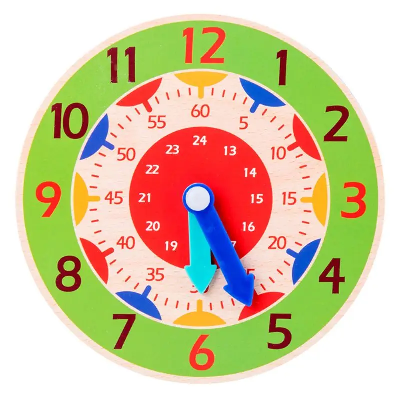 

Children Wooden Clock Toys Hour Minute Second Cognition Colorful Clocks Toy U90B