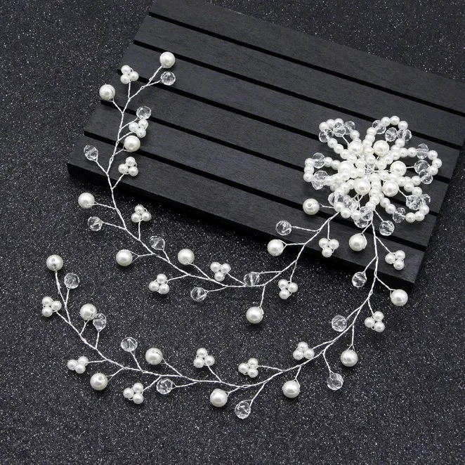 New Korea Style Handmade Rhinestone Pearl White Red Big Flowers Hairband Bridal Headband Hair Jewelry Wedding Accessories | Украшения и