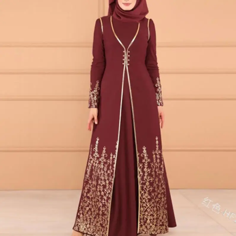 Red dress Vestidos длинное мусульманское абайя Турция исламский арабский хиджаб платье Кафтан Дубай Кафтан марокканский Tesettur Elbise халат Musulmane Longue - Цвет: Red dress