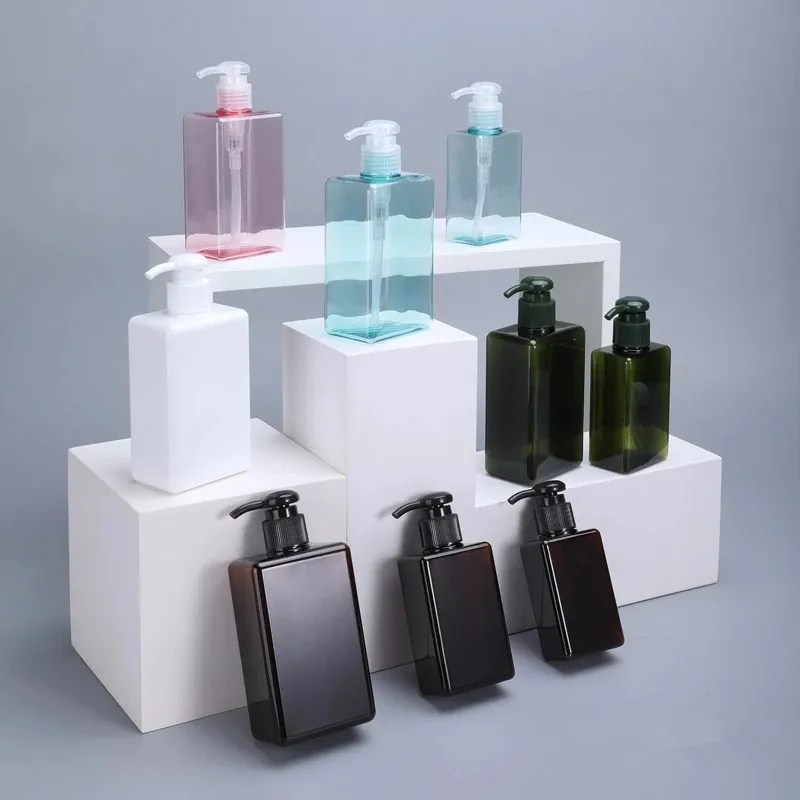 

Square plastic bottle with pump PETG Material Cosmetic storage container Lotion Shampoo Refillable bottles 10PCS