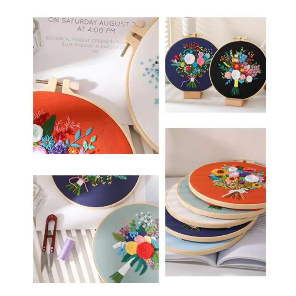 Стартовый Набор для вышивки с цветочным узором штампованные наборы DIY букет