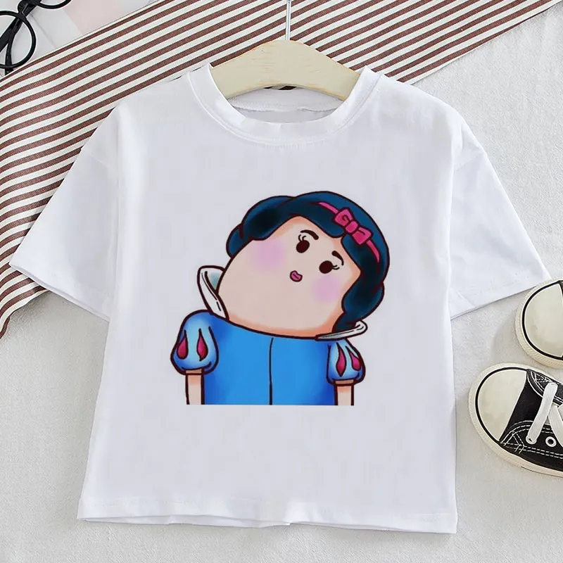 

New And Interesting Summer Baby Boy T Shirt Crooked Head Anime Character T Shirt Enfant Spoof White Crew Neck New T Shirt Girl