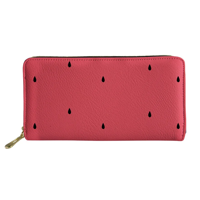 

Noisydesigns Wallet 2021 Women Watermelon Designer Leather Long Purse Travel Card Holders Clutch Money Coins Pink Bags Organizer