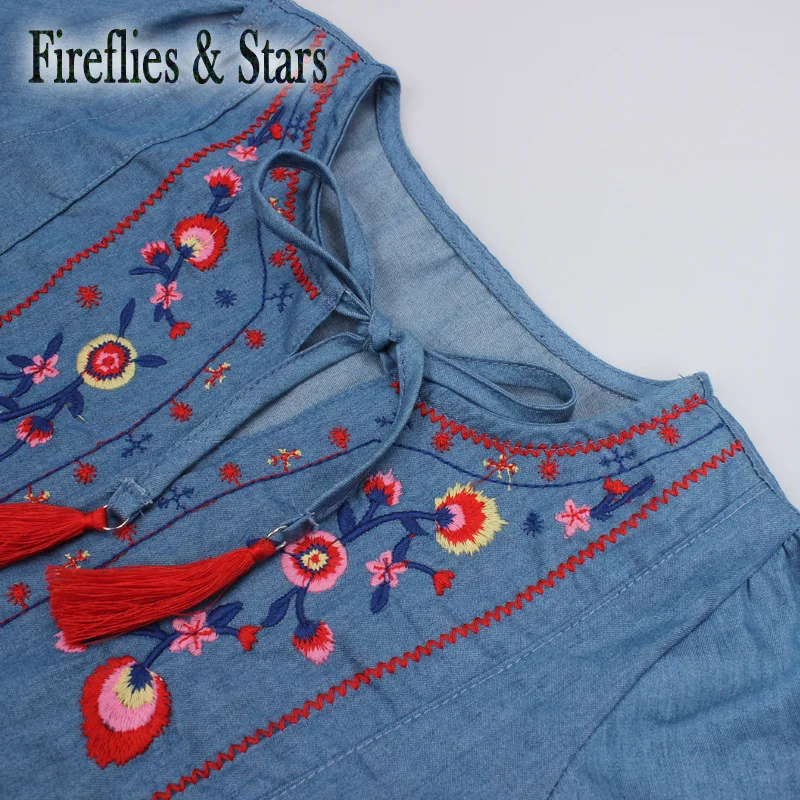 Spring Autumn cotton girls dress Baby vintage kids Children vestidos tassel floral embroidery 3 to 9 yrs | Детская одежда и обувь