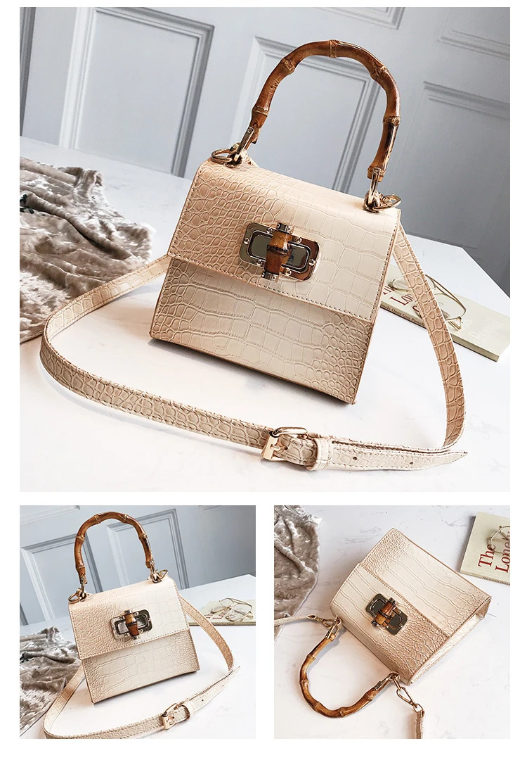 Роскошные женские сумки из кожи аллигатора с ручками Bambootop, сумки с узором «крокодиловая кожа», маленькие сумки с клапаном, сумка через плечо для женщин, повседневные кошельки