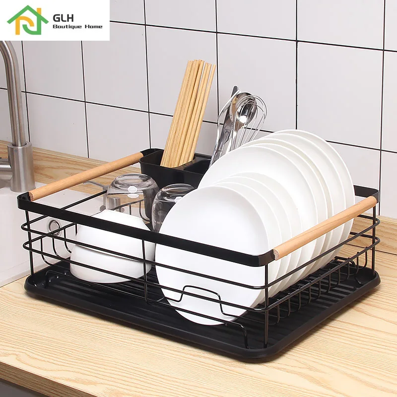 

Dish Drying Rack Iron Cutlery Holder with Drainboard Drainer Plate Cup Spoon Dish Drainer Racks Kitchen Cutlery Organizer