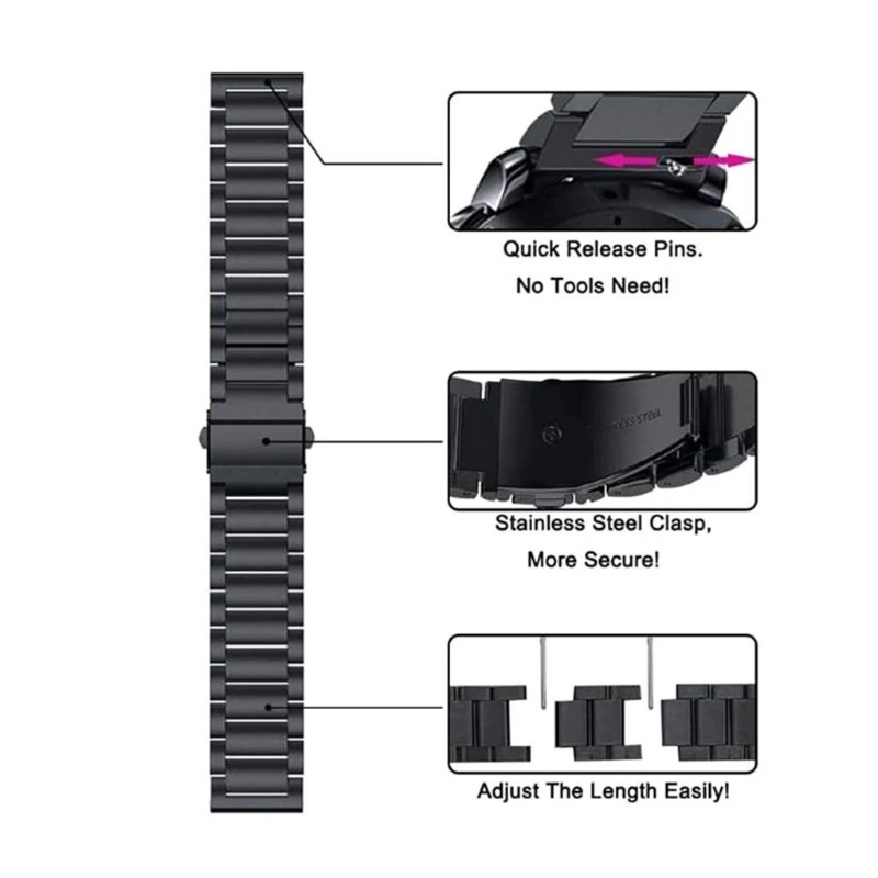 Браслет из нержавеющей стали ремешок для смарт часов с двойной застежкой твердый