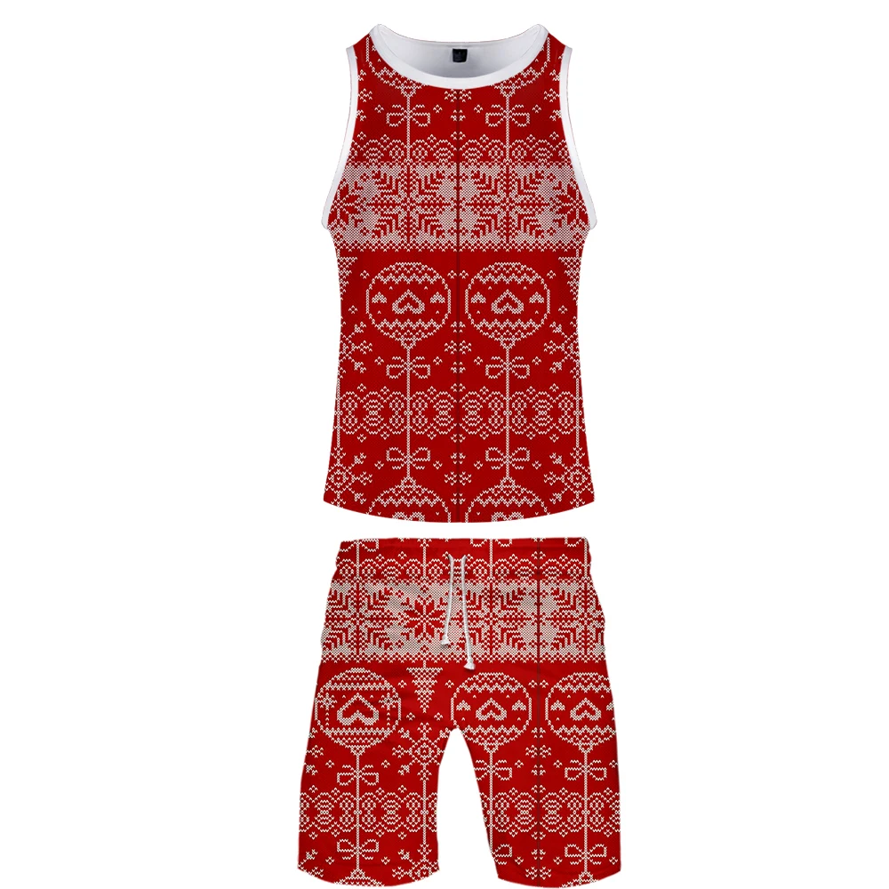 Christmas 3D Printed Two Piece Set Fashion Summer 2 piece set Tank Tops+Beach Shorts kpop tracksuit Casual Streetwear Clothes | Мужская