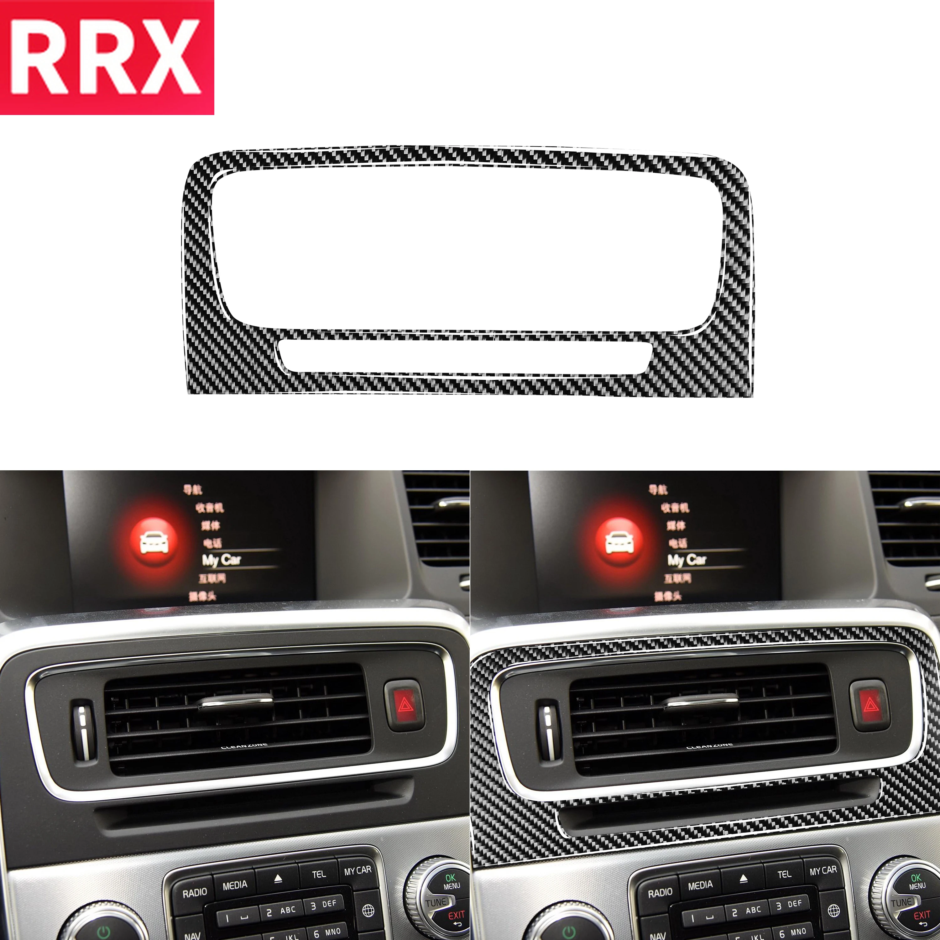 

RRX для Volvo S60 V60 2010-2018 внутренняя отделка из углеродного волокна для центрального выхода воздуха декоративная крышка стикер для отделки автом...