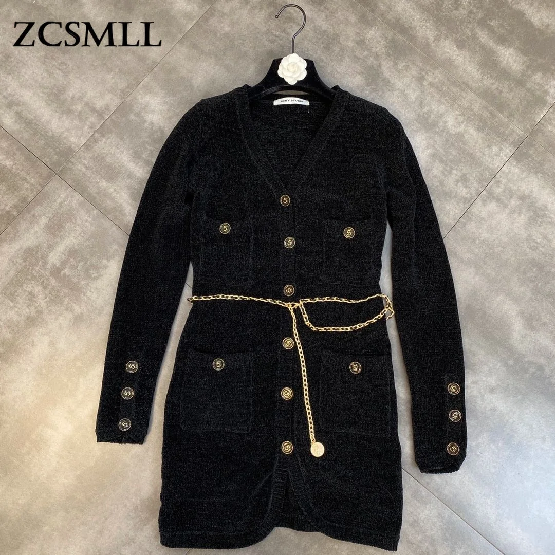 

Женский свитер с поясом-цепочкой ZCSMLL, пальто, Новое поступление, Кардиган с длинным рукавом, модный темпераментный осенне-зимний сезон 2021, ...