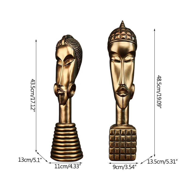 Винтаж в африканском стиле мужские и женские статуи украшения Изделия из смолы