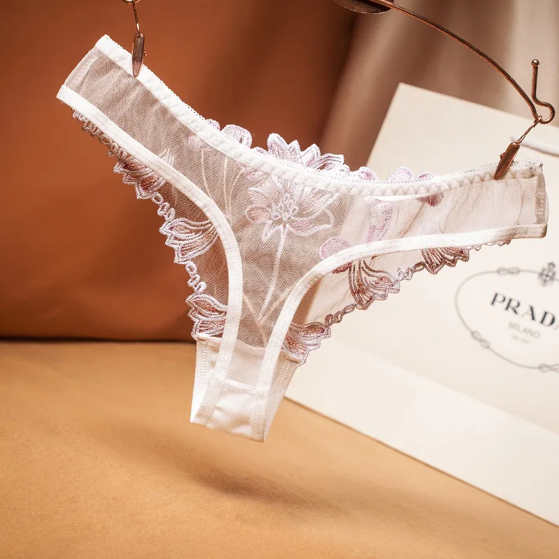 

Top Peony Lace Women's Underwear Transparent Panties Ladies' Seamless Underpant Low Waist Thong Sexy Lingerie for Women