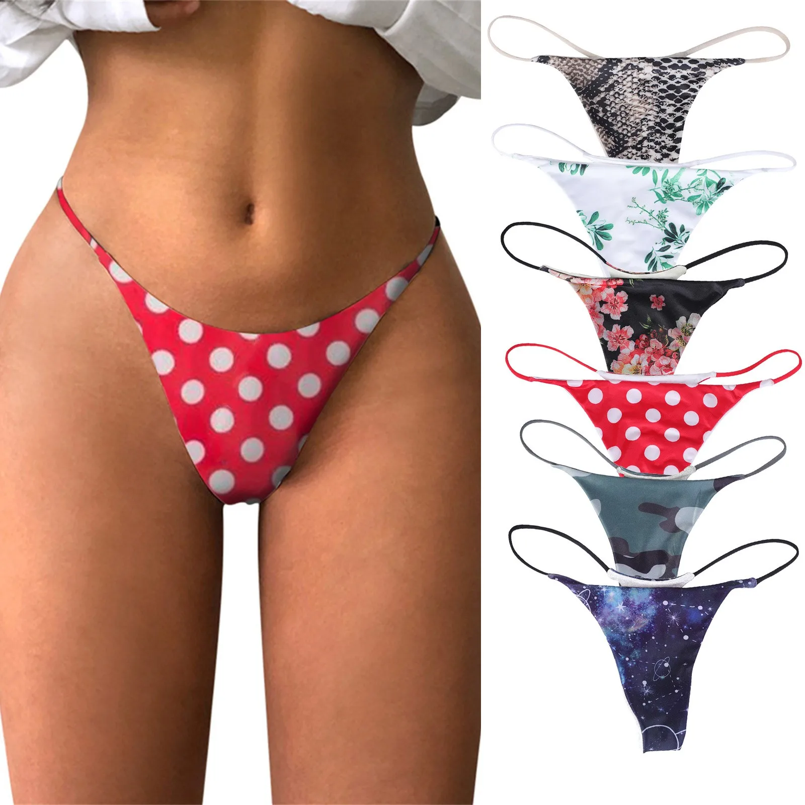 

Sexy Low-Rise Panties Women's Underwear Polka Dot Print Sexy Thongs G string Femme Lingerie Comfy Soft Underpants T-Back Panties